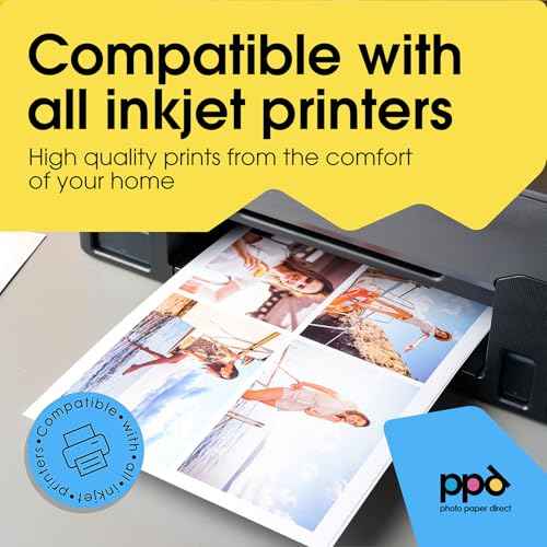 PPD Satin Photo Paper for Inkjet Printer, Premium Pearl Luster Finish 8.5 x 14 Size Sheets for Printable Photos, Thick 255 gsm 68 lbs 10.5 mil, White, Water Resistant & Instant Dry Prints (50 Pack)