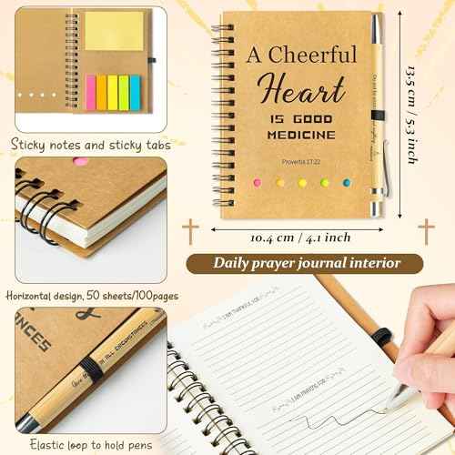 ANGOLIO Thanksgiving Christmas Christian Gift Set 60Pcs Bulk Sunday School Bible Ballpoint Pens Spiral Religious Notebooks with Sticky Notepads Birthday Gifts for Kid Boy Girl Pastor Teachers Students