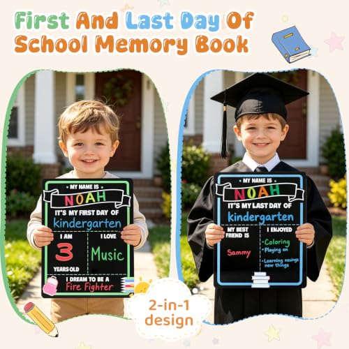 Reusable First Day of School Sign Board - 14x11 Inch Chalkboard Photo Prop for Kids