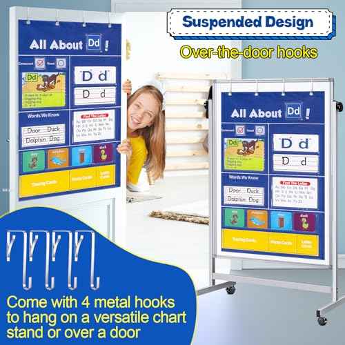 Meetory Alphabet Learning Pocket Chart - Alphabet Wall Chart ABC Flash Cards Learning Material, Handwriting Practice Letter Tracing Homeschool Preschool Kindergarten Learning Activities Must Haves