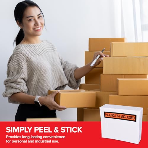 Stock Your Home 1000 Pack Waterproof Shipping Label Envelopes 4.5x5.5 - Clear Packing List Enclosures with Adhesive - Mailing & Invoice Pouches