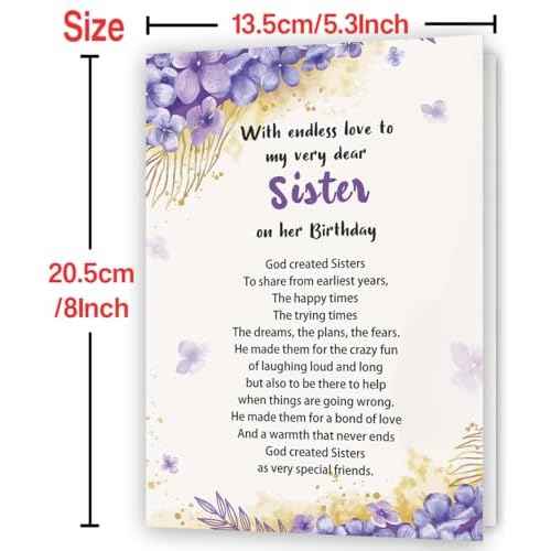 Sister Birthday Card,Funny Birthday Card for Sisters,Happy Bday To My Dear Sister Cards,Unique Gifts Idea for Women Her
