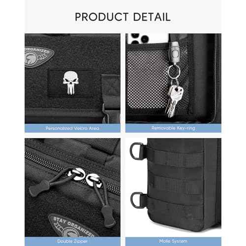 Large Tactical Laptop Bag 17.3 inch Carry on Messenger Computer Military Bag Briefcase Work Office with Extra Storage Bag, Black