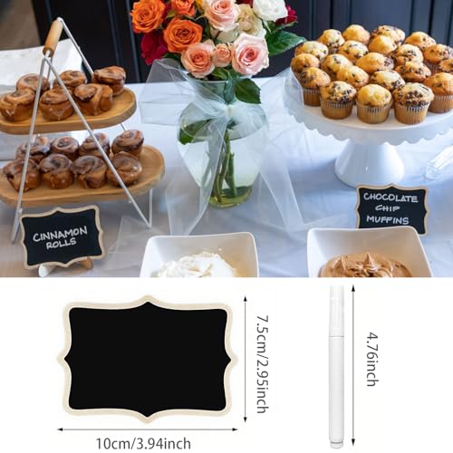 Black 12-Pack Mini Chalkboard Signs with Stand for Food Labels & Party Decor