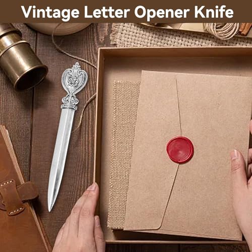 Beufee Silver Vintage Letter Opener Knife - Elegant Desk Envelope Slitter