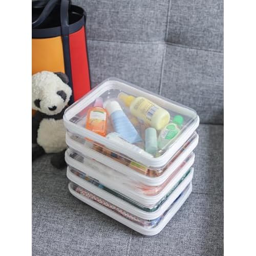 3PCS Large Clear Hard Shell Zippered Case, Diaper Bag Organizing Pouches, Waterproof Cosmetic Bag, Kid's Toy Storage Organizer Bins, Pencil Case, Halloween Thanksgiving Storage Bins