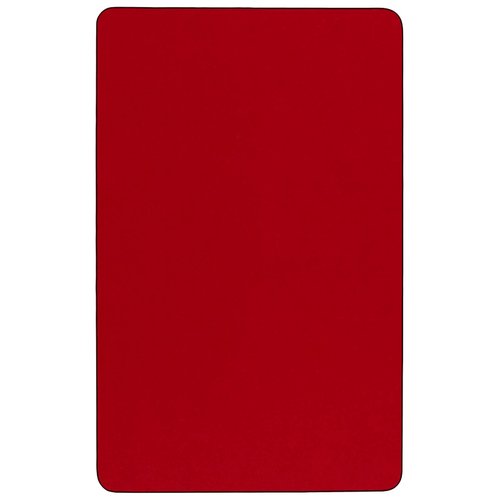 Flash Furniture Mobile 24''W x 48''L Rectangular Red Thermal Laminate Activity Table - Standard Height Adjustable Legs