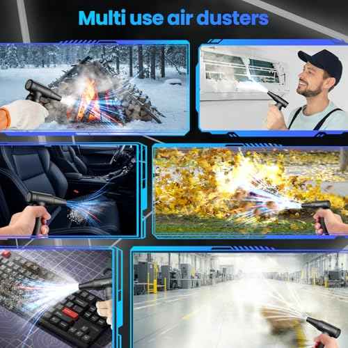 Electric Compressed Air Duster 330000 RPM - Cordless Rechargeable Air Blower for PC/Computer Cleaning, Keyboard, Electronics, Car & Home Dusting, Replaces Air Cans (Powered Turbo Fan Duster)