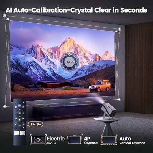 [Netflix-Licensed & 4K Support & Auto Focus]- Smart Projector with WiFi 6 and 2-Way Bluetooth, Dolby Audio/ Auto Keystone/Zoom,360¡ÆAdjustable Stand, iWIMIUS Mini Portable Outdoor Proyector w/ HDMI ARC