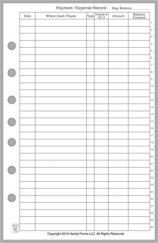 Handy Forms FC Classic Payment/Expense Record & Check Register — 50 Sheets, 5.5 x 8.5 in (Variation: Payment/Expense Record and Check Register)