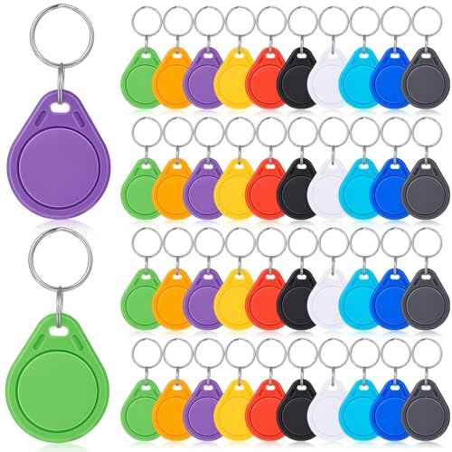 100 Pcs NFC Tags Keytags NFC Key Keychain Business Card Commercial Access Cards Chip Digital Programmable 504 Bytes Memory, Compatible with Mobile Phone (Multicolor)
