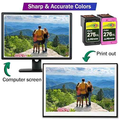 Mirone Remanufactured Ink Cartridges Replacement for Canon 275 276 Ink Cartridges 275xl 276xl for Canon 275 276 for Pixma TS3522 Printer TR4720 Cartridge 2pk