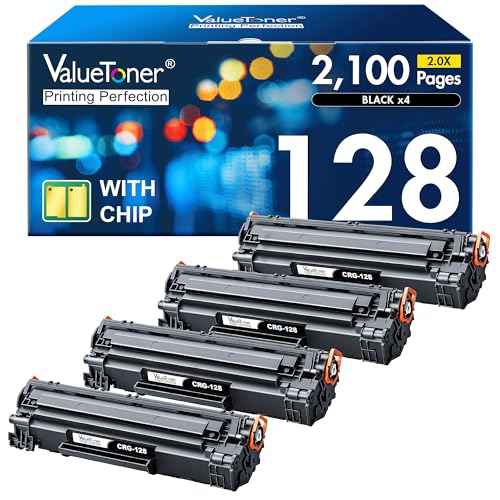 Valuetoner Compatible Toner Cartridge Replacement for Canon 128 Black Toner Cartridge CRG128 FaxPhone L190 L100 ImageCLASS D530 D550 MF4880dw MF4570dw MF4770n Laser Printer 4-Pack(Black)