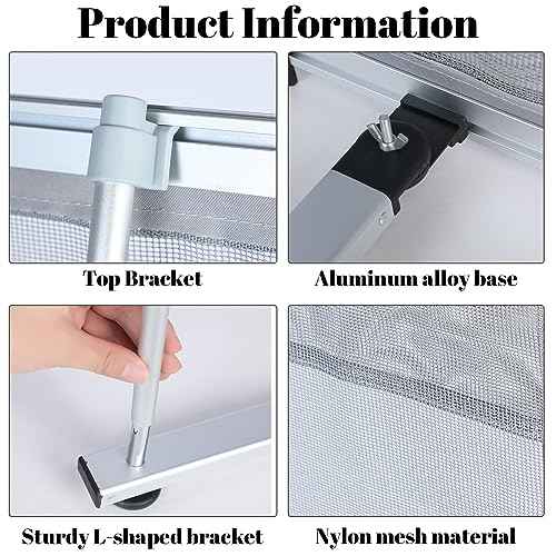 Outus 1 Pcs Literature Stand Magazine Display Rack with 4 Pocket, Portable Roll up Mesh Foldable Trade Show Display with Carrying Bag, Lightweight Magazine Rack Floor Standing for Exhibition Office