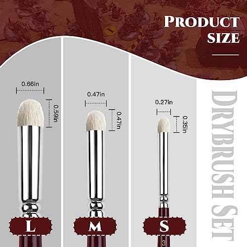 Kolinsky Sable Miniature Brushes Drybrushes for Miniature Set 7 pcs Paint Brushes for Miniature Oil Acrylics Model Paint Brushes #3, 5, 6