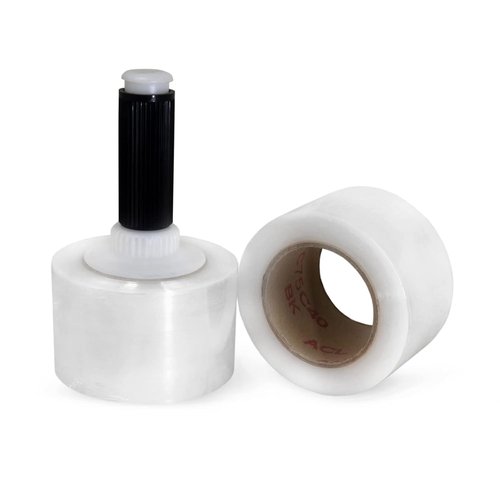 IDL Packaging Stretch Wrap Mini Roll - 3" x 1000' Extra Sticky 80 Gauge with Handle | Ideal for Moving & Office Use