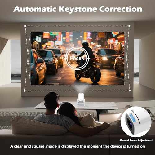 Mini Projector with Wifi and Bluetooth, Build-in Android 14, Portable Projector Outdoor&Ceiling Use, Auto Keystonet&270¡ÆRotatable, 200 Ansi, 4k Home Thearter Movie Projector for HDMI USB