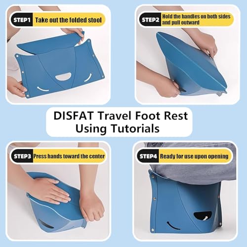 Travel Footrest for Airplane - Portable Folding Stool in Dark Blue by DISFAT