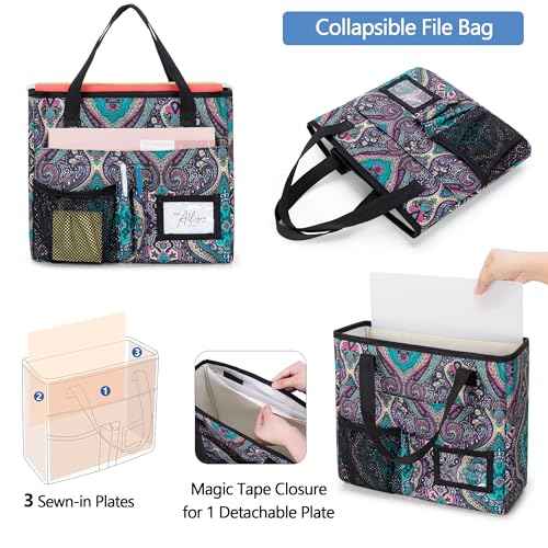 LoDrid File Bag with Extra Document Organizer Case for Letter Size File Folder, Large Utility Bag with 15.6¡± Laptop Padded Sleeve for Work, Business, Totem