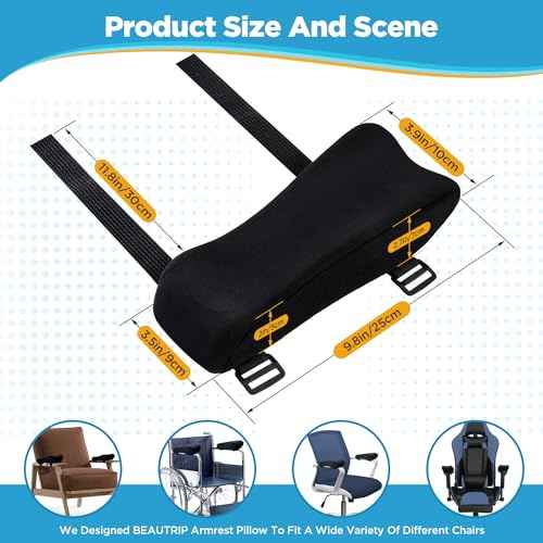 BEAUTRIP Ergonomic Armrest Pads- Office Chair Arm Rest Cover Pillow - Elbow Support Cushion for Computer, Gaming and Desk Chairs (Set of 2)