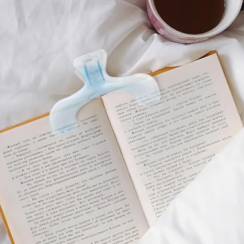2 Pack Transparent Blue Book Page Holders, Hands-Free Reading Clips for Books & Music Sheets