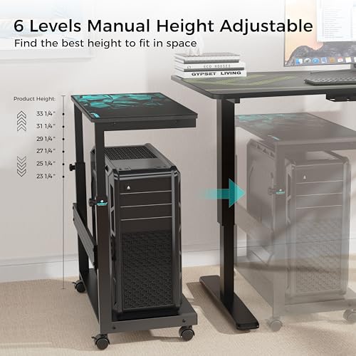 EUREKA ERGONOMIC Height Adjustable PC Stand Black - Universal Tower Cart
