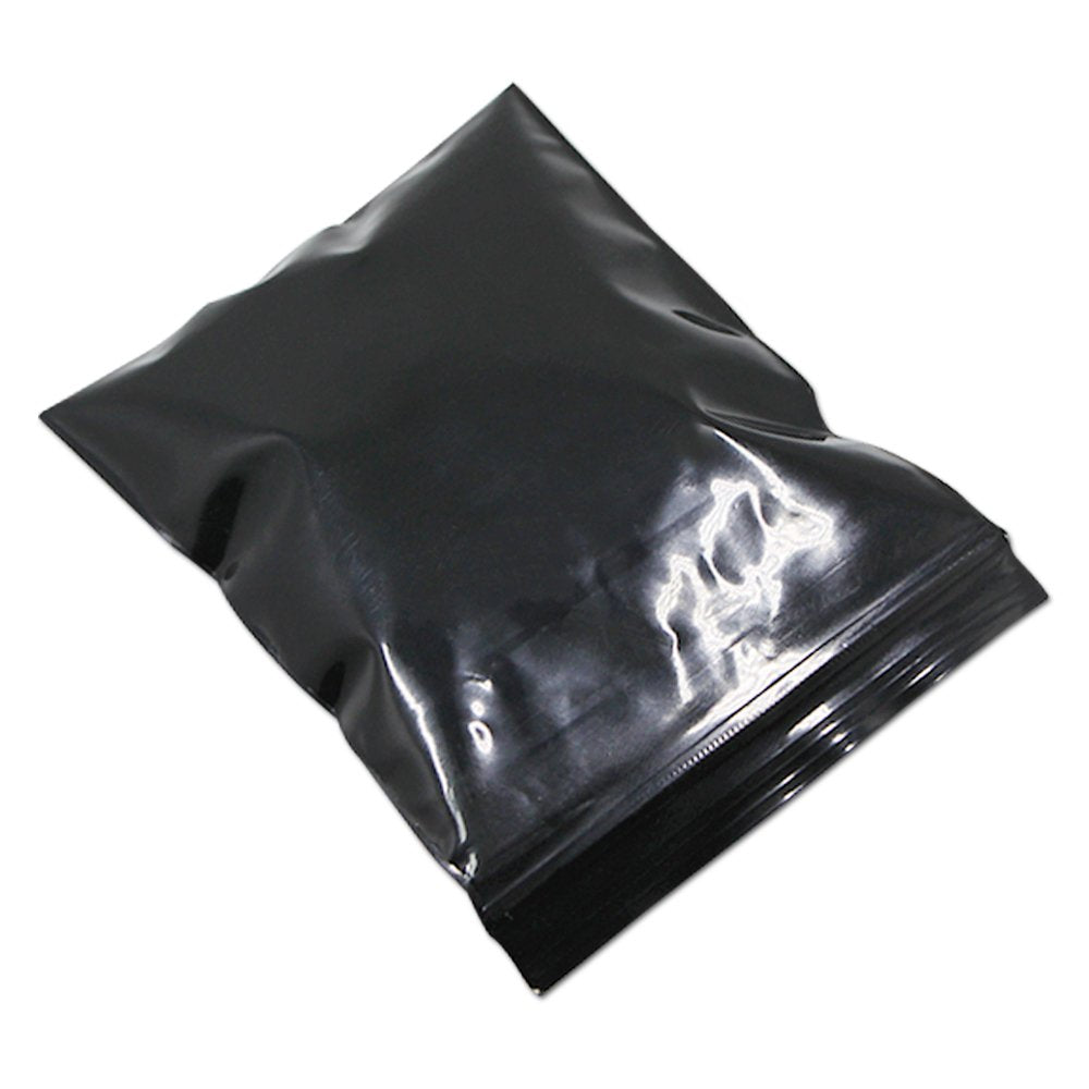 PABCK 100 Pieces Black Reclosable Zip Bags 5.1mil Thickness Poly Plastic Packaging Resealable Zipper Lock Closure Bag for Storage (3.1x4.7 inch)