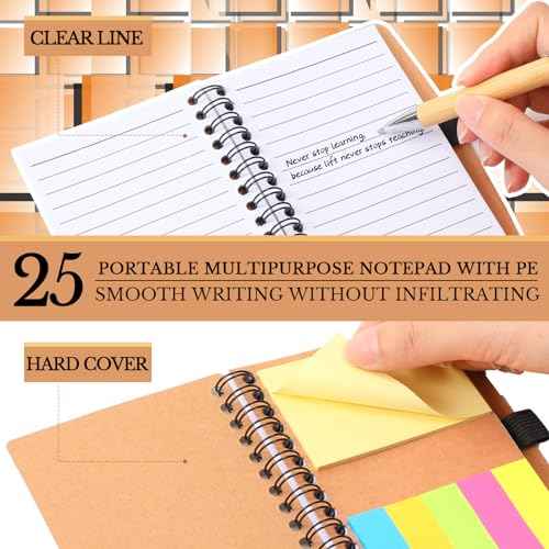 Jetec 25 Sets Inspirational Notebooks Bulk Christmas Employee Appreciation Gifts Spiral Notebook with Sticky Notepad Bamboo Pens for Xmas Thanksgiving Coworker Student Nurse Staff (Team)