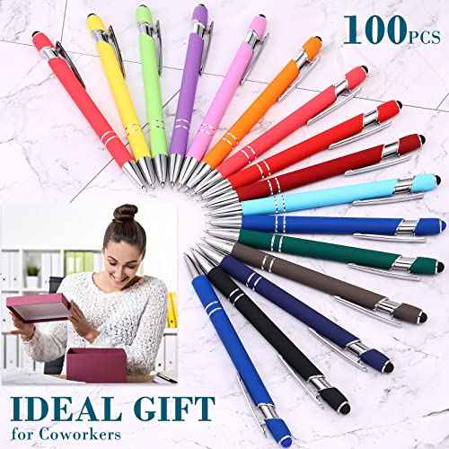 Konohan 100 Pieces Stylus Pen 2 in 1 Ballpoint Pen with Stylus Tip for Touch-Screen Phone Tablet, Touchscreen Devices, Compatible with iPad iPhone