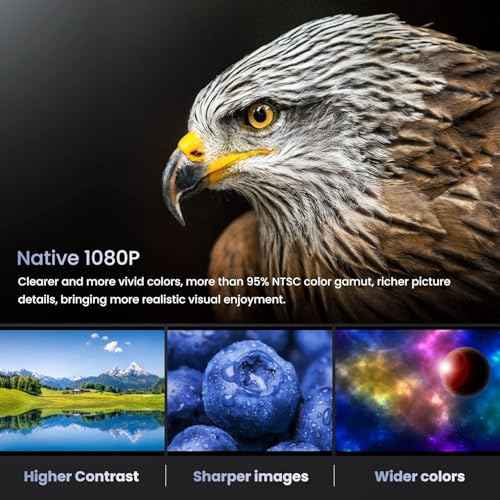 Projector, Native 1080P Full HD Bluetooth Projector with Speaker, 9500 Lumens Outdoor Portable Movie Mini Projector Compatible with Laptop, Smartphone, TV Stick, Xbox, PS5