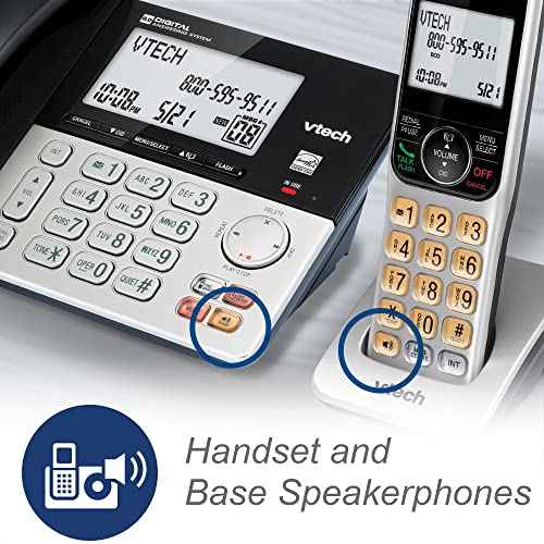 VTech VG208 DECT 6.0 Corded/Cordless Phone for Home with Answering Machine, Call Blocking, Caller ID, Large Backlit Display, Duplex Speakerphone, Intercom, Line-Power(Silver/Black)
