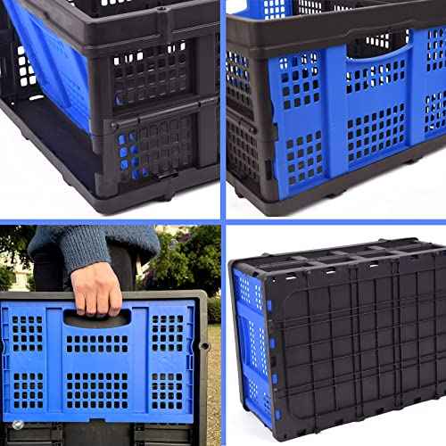 Foldable Plastic Storage Crate ? Stackable & Collapsible Basket, 1.73 Cu Ft for Home, Office & Garage