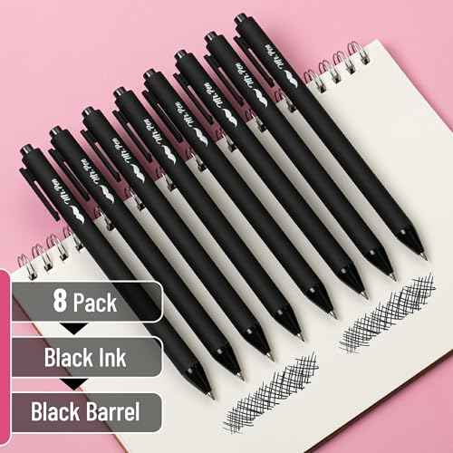 Mr. Pen- Retractable Gel Pens, 8 Pack, Black Ink Gel Pens, Fine Point 0.5mm, Retractable Pens
