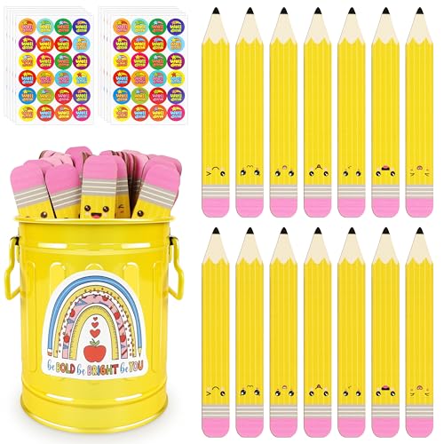 Yellow Wooden Classroom Name Sticks Set with Storage Box - 49 Pcs