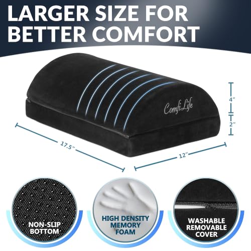 ComfiLife Adjustable Memory Foam Foot Rest for Under Desk, Black