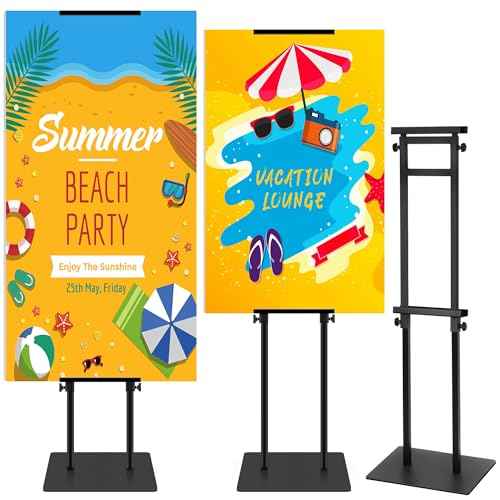 Poster Stand Heavy Duty - Adjustable Pedestal Sign Stand Double-Sided Poster Stands for Display Foam Banner, Poster Board Stand Floor Standing Sign Holder Height Up to 80 Inch, Black 1Pack