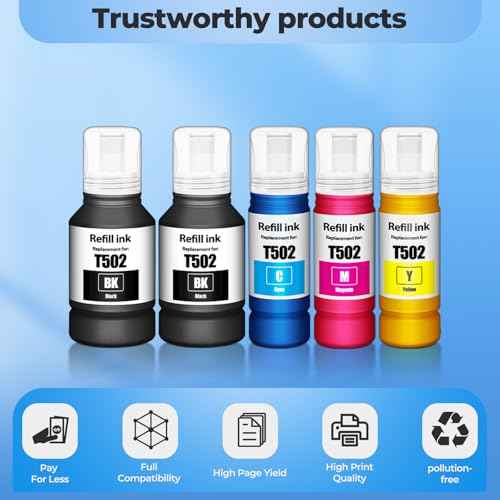 502 Ink Refill Bottles ET-2850 ET-15000 ET-3850 Compatible with 502 Ink ET-4850 ET 2850 ET 3850 ET 15000 ET 4850 ET2850 ET3850 ET-3843 ET-2980 ET-3950 ET-4950 ET-4760 ET-2760 ET-3830 ET 2750 3750 Ink