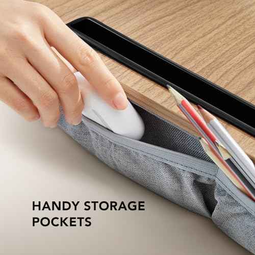 HUANUO Portable Lap Laptop Desk with Pillow Cushion, Fits up to 15.6 inch Laptop, with Anti-Slip Strip & Storage Function for Home Office Students Use as Computer Laptop Stand, Book Tablet