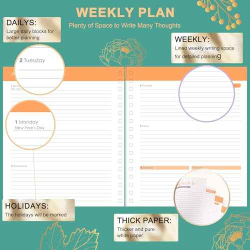 CAGIE 2026 Planner Weekly and Monthly ? January - December 2026 Calendar, Hardcover Spiral Bound, 13 Monthly Dividers Tabs, Stickers, 8.3 x 9.3 Inch, Women Planner Agenda For Work, Family Affiar, Personal