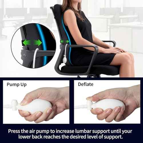 21.7'' Extra Long Gel Lumbar Support Pillow for Office Chair - with Adjustable Air Pump, Lumbar Cushion for Lower Back Pain Relief, Back Rest Support Pillow for Car, Wheelchair, Adjustable Straps