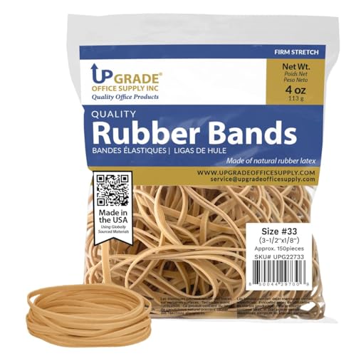 Upgrade Office Supply Rubber Bands Size #33 – 3-1/2 x 1/8 in, 150 per 1/4 lb bag, 1 pack