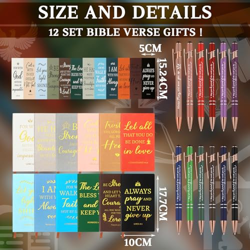 Zhanmai 72 Pcs Christian Gifts Bulk Gifts for Christian Women Faith Based Inspirational Gift for Women Include Bible Verse Paper Bags Ballpoint Pens Notebook Bookmark Inspirational Bracelet Keychain