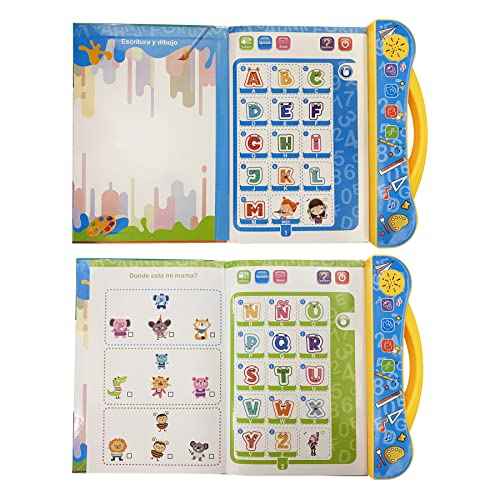 Spanish-English Learning Toys for Kids, Learn Basic Spanish Vocabulary, Alphabet, Numbers, Colors, Bilingual Toys for Toddlers