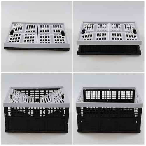 34 L Plastic Stackable Collapsible Crate, 4 Packs