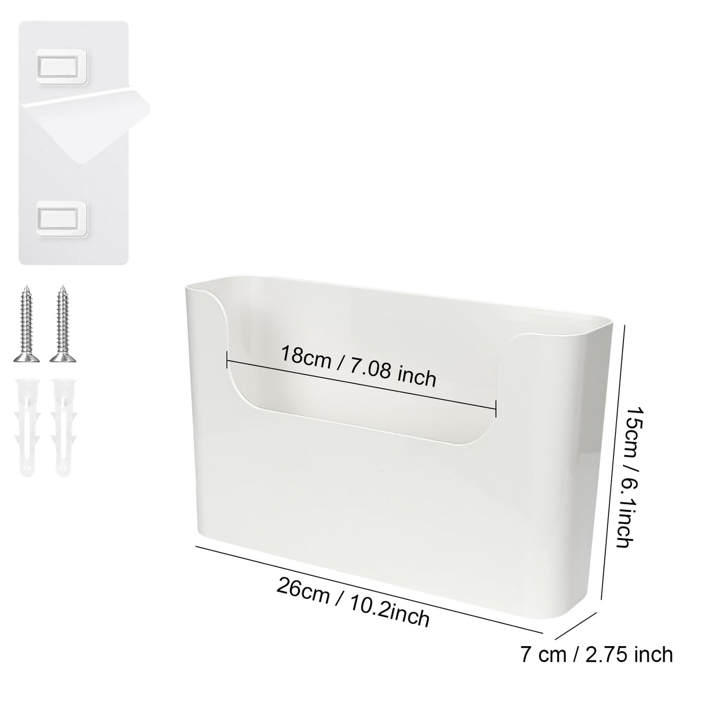 POUYRBA Wall File Holder - White Plastic Wall Mount File Organizer for Office, Home, Classroom