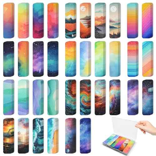 72 Pieces Anxiety Sensory Stickers with Storage Box - Calming Stickers for ADHD - 2 Textured Surface Adhesives - Sensory Strips for Office & Classroom Desk Relieve Adult & Teen Stress