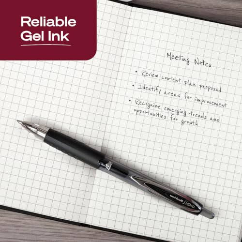 Uni-Ball 207 Gel Pens Pack of 12, Black Ink, 0.7mm Medium Point, Retractable