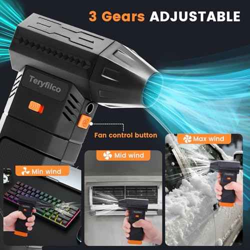 Compressed Air Duster,130000RPM Cordless Electric Air Blower with Brushless Motor,3-Speed Adjustable & Rechargeable ? Powerful Dust Cleaner for Keyboard,Car,Computer,Outdoor,Air Bed