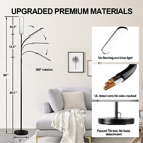 Floor Lamp, 18W 1800LM Super Bright LED Floor Lamp with Remote & Works with Smart Plug, Dimmable Timing Eye Caring Reading Lamps Floor Standing for Living Room Bedroom Office