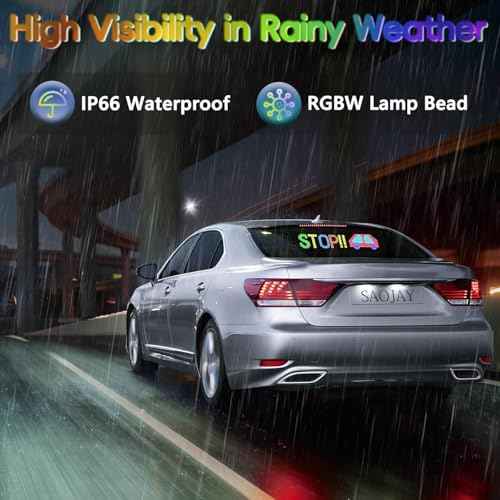 Scrolling LED Sign for Car, Flexible USB 5V LED Car Sign Bluetooth App Control Programmable Text/Animation for Cars/Taxis/Stores, Indoor/Outdoo (19''x5'')
